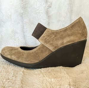 Leather suede Mary Jane Wedges